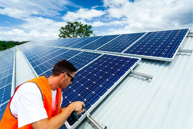 Commercial solar panel installation